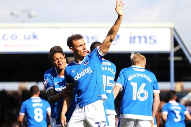 Kal Naismith celebrates his goal against Cambridge. Picture: Joe Pepler