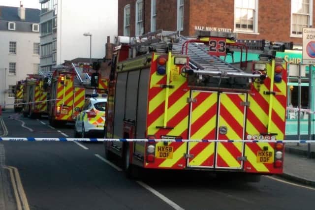 Firefighters tackling a blaze at The Hard in Portsmouth Picture: Malcolm Wells