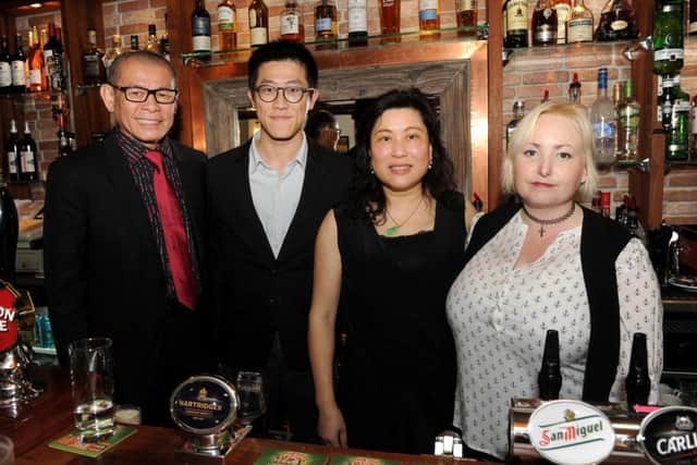 At The Lady Hamilton official opening are (from left) Cy Lim, Ivan Lim, Tring Lim and Sarah-Jane Andow     Picture: Sarah Standing (170476-9381)