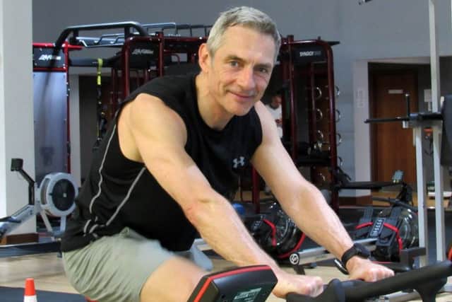 Steve Le Gallais trains hard for the ride in the gym