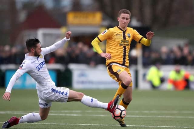 Adam May in action for Sutton against Leeds in the FA Cup. Picture: Nick Potts/PA Wire.