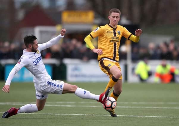 Adam May in action for Sutton against Leeds in the FA Cup. Picture: Nick Potts/PA Wire.