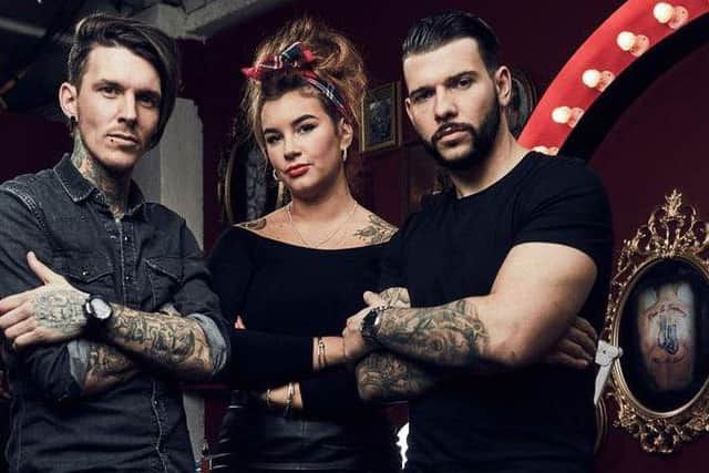 Jay Hutton, Alice Perrin and Steven Porter of E4's Tattoo Fixers