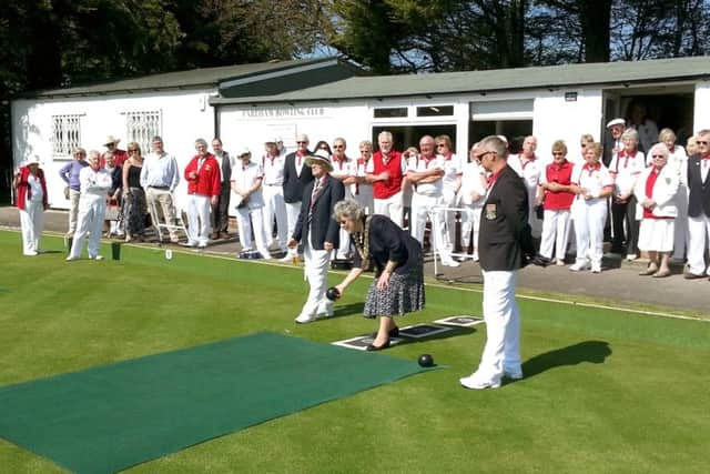 The mayor of Fareham, Cllr Connie Hockley, opens Fareham Bowling Clubs summer season