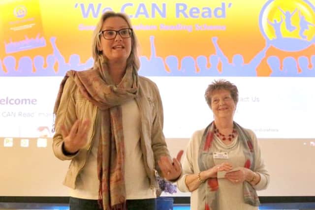 Gosport MP Caroline Dinenage at the launch of the We CAN Read website, in Gosport