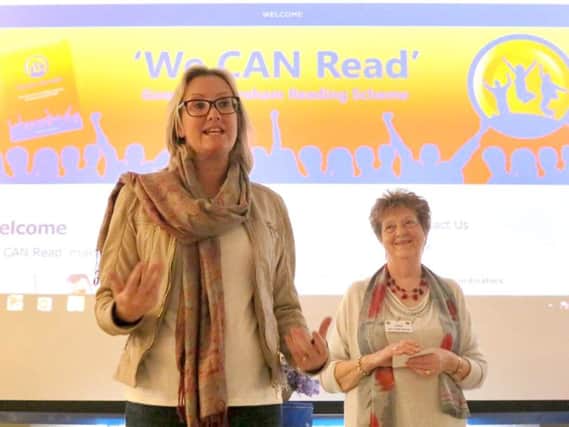 Gosport MP Caroline Dinenage at the launch of the We CAN Read website, in Gosport
