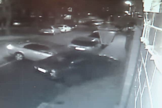 CCTV of a car hitting a parked car and pushing it into the George and Dragon pub in Buckland, Portsmouth
