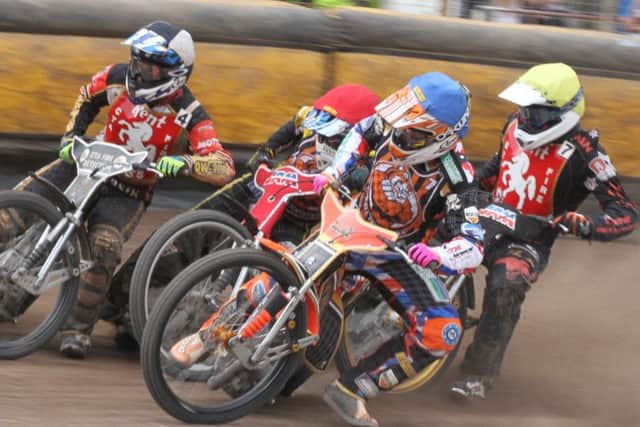 Benji Compton (front of shot) returns against his former side Wightlink Warriors against Plymouth Devils. Picture: Derek Leader