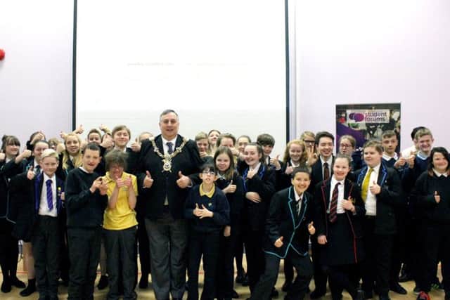 Council of Portsmouth students with the Lord Mayor Councillor David Fuller