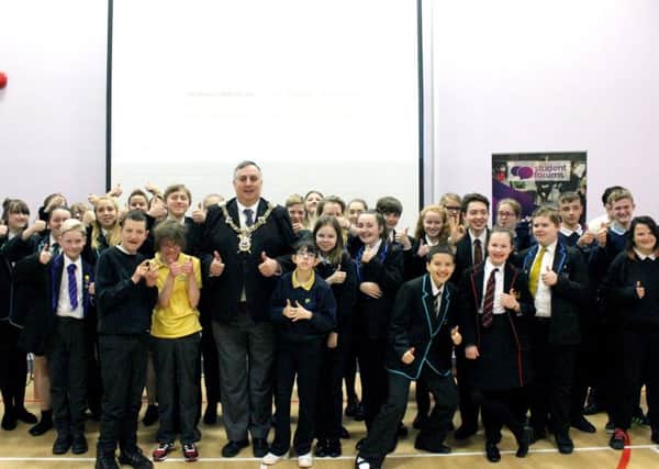 Council of Portsmouth students with the Lord Mayor Councillor David Fuller