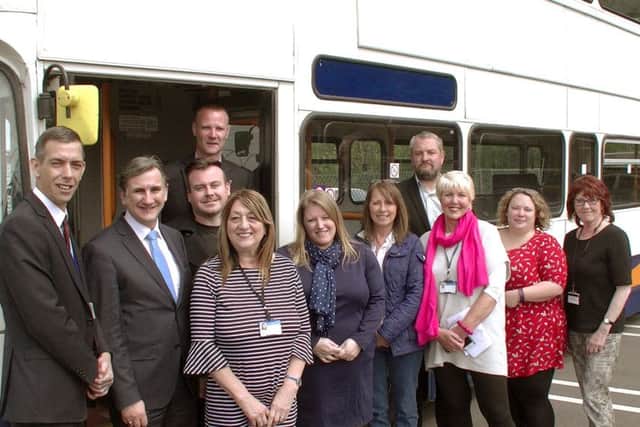 From left, Cllr Paul Godier, Cllr Steve Wemyss, Cllr Robert New, Cllr Jim Fleming, Cllr Jennie Brent, Cllr Donna Jones, The Rucksack Project's Joanne Vines, Cllr Luke Stubbs, Cllr Linda Symes, The Rucksack Project's Sammy Barcroft, and Portsmouth City Council's housing options manager Elaine Bastable