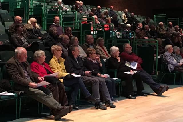 The audience at a CAT meeting about Welborne held at Ferneham Hall