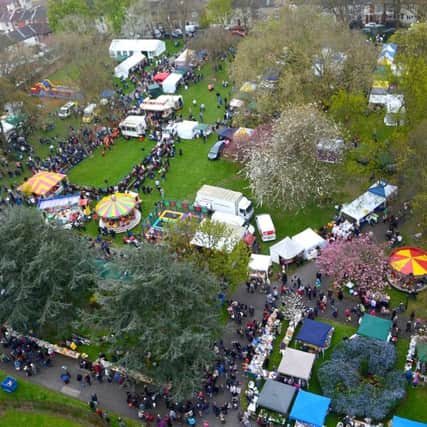 An aerial shot of St Marys May Fayre