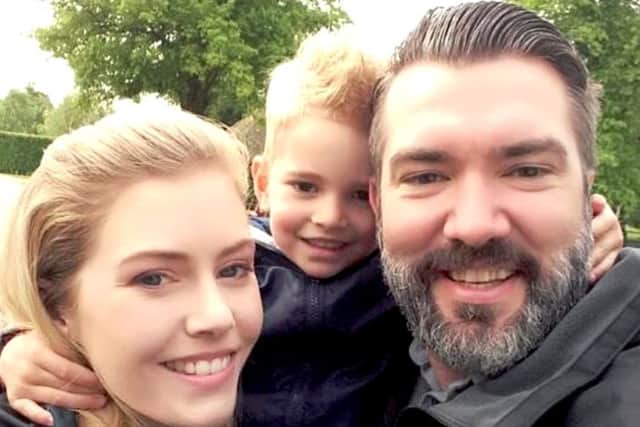 Nick and Lyndsey Lang with son Ieuan, four