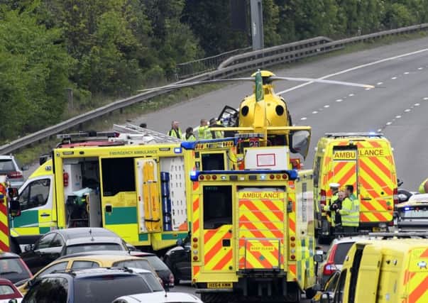The air ambulance at the crash on the A27