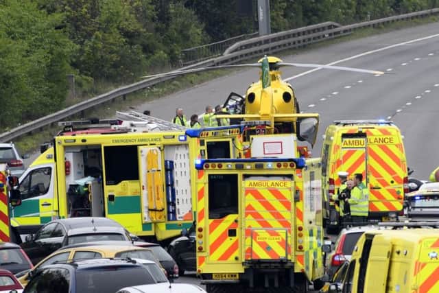 The air ambulance at the crash on the A27