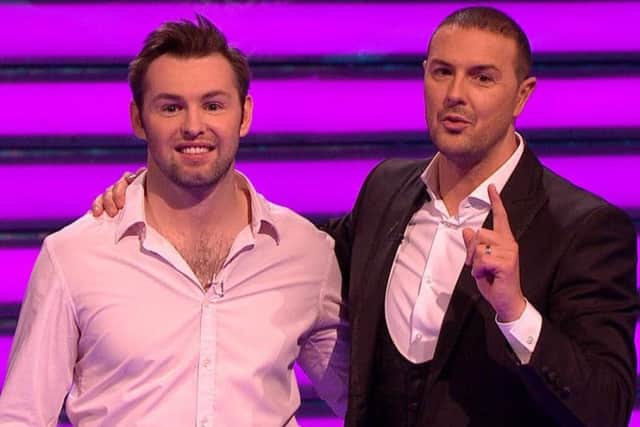 A contestant on Take Me Out with host Paddy McGuinness
