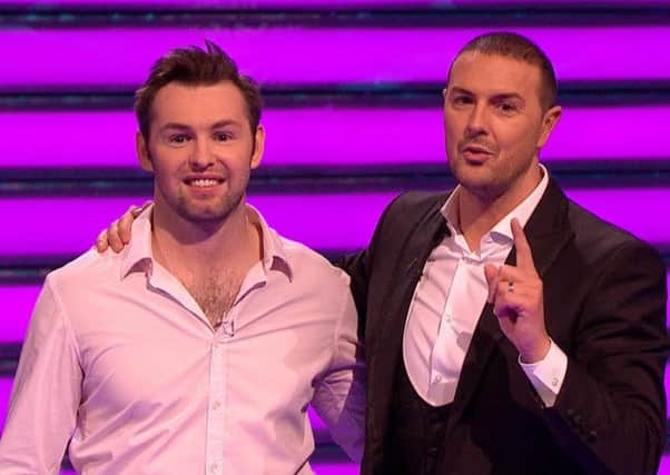 A contestant on Take Me Out with host Paddy McGuinness
