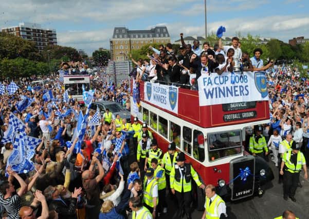 Pictures from Pompwy's open-top bus parade on May 18, 2008, to celebrate winning the FA Cup. Picture: Malcolm Wells