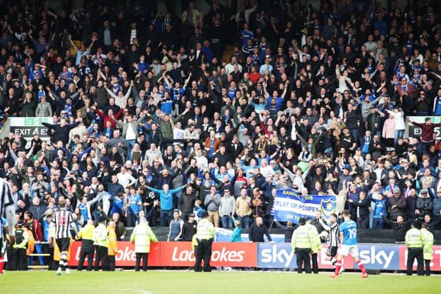 Pompey fans at Notts County. Picture: Joe Pepler.