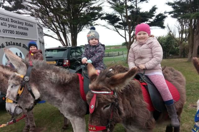 From left: Gruff Harrison-Jones, four, Beatrix Harrison-Jones, three, with their cousin Hannah Roddy, five, at the Seaside Show