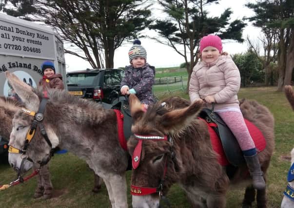 From left: Gruff Harrison-Jones, four, Beatrix Harrison-Jones, three, with their cousin Hannah Roddy, five, at the Seaside Show