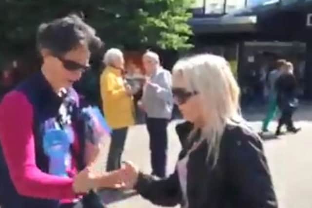 Jane Long argues with Portsmouth South MP Flick Drummond. Picture: Jane Long/Facebook