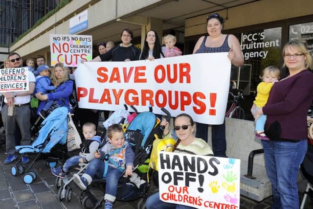 Parents and children who took part in the demonstration