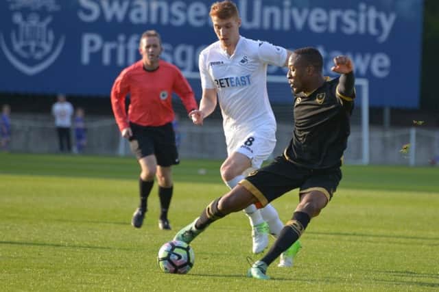 Nicke Kabamba in possession at Swansea. Picture: Colin Farmery
