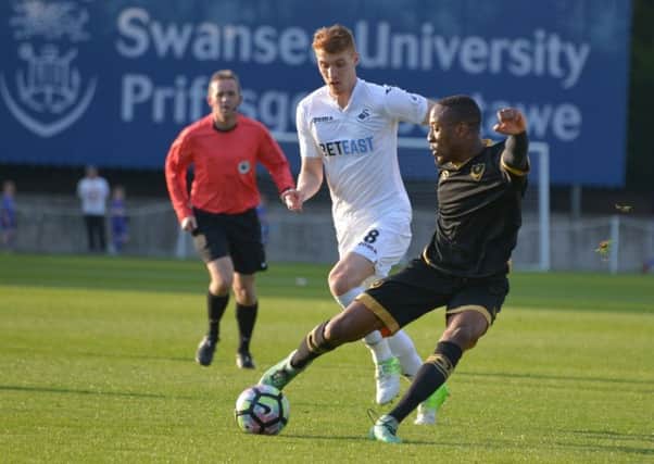 Nicke Kabamba in possession at Swansea. Picture: Colin Farmery