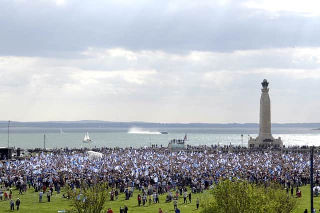 Pompey fans on Southsea Common during the celebration after winning the FA Cup in 2008