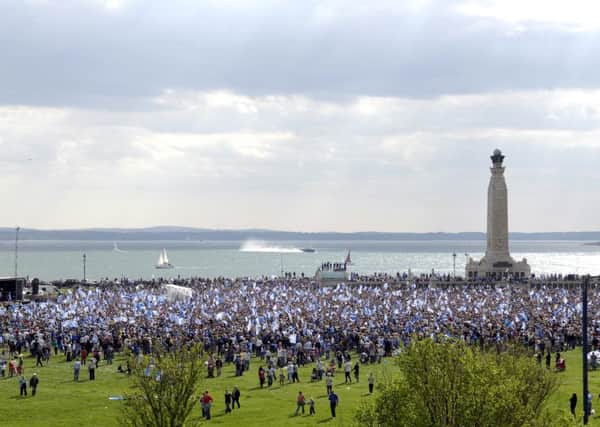 Pompey fans on Southsea Common during the celebration after winning the FA Cup in 2008