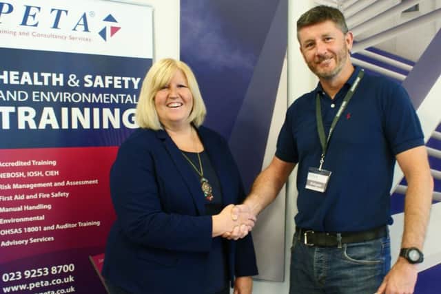 Marchwood Powers Timothy Compton is congratulated by his tutor, PETA Ltds trainer/adviser Amanda Jelley