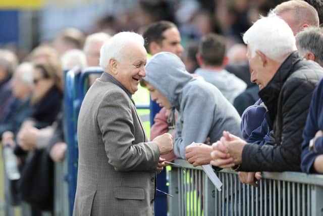 Rocks general manager Jack Pearce chats to Bognor fans at Havant / Picture by Tim Hale