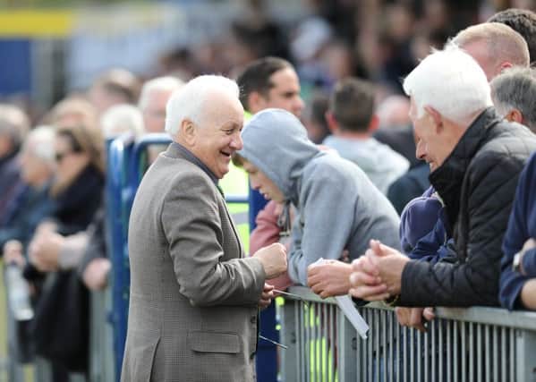 Rocks general manager Jack Pearce chats to Bognor fans at Havant / Picture by Tim Hale