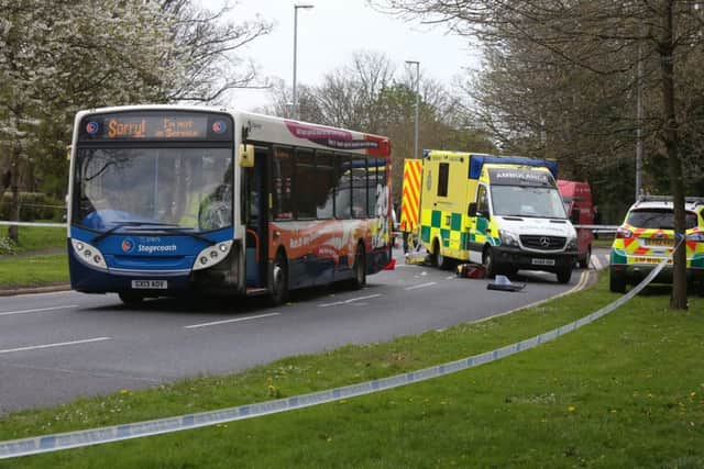 The aftermath of the bus accident in Copnor Road last April
Picture: UKNIP