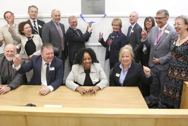 Sir Ernest Ryder cuts the ribbon for the official opening with fellow judges and senior HMCTS staff.
Picture: Habibur Rahman (170575-84)