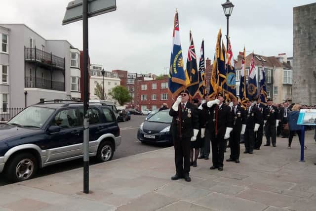 Around 50 people gathered at the Falklands Memorial in Old Portsmouth to pay their respects on the 35th anniversary of the  sinking of HMS Sheffield by the Argemntines in 1982
Picture: Ellie Pilmoor