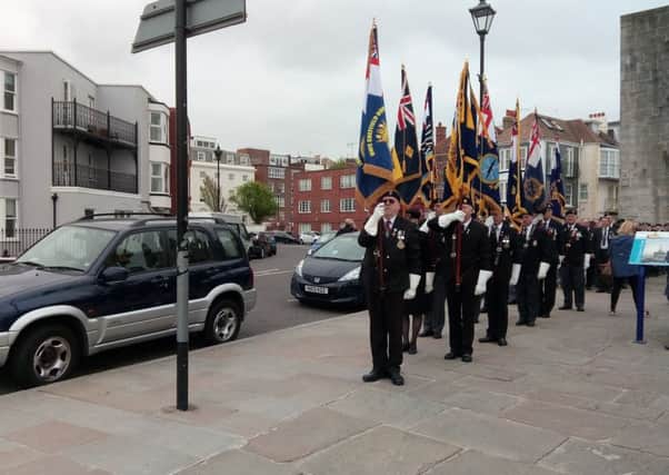 Around 50 people gathered at the Falklands Memorial in Old Portsmouth to pay their respects on the 35th anniversary of the  sinking of HMS Sheffield by the Argemntines in 1982
Picture: Ellie Pilmoor