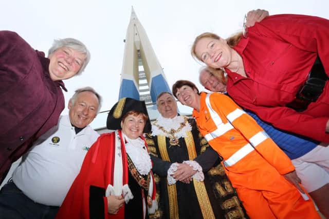 From the left are Mayor of Havant Faith Ponsonby, Cllr David Ashcoft, chairman of East Hampshire, Mayor of Southampton Cathie McEwing, Lord Mayor of Portsmouth David Fuller, Mayor of Gosport Lynn Hook, Mayor of Eastleigh Des Scott and Mayor of Winchester Jane Rutter					          Picture: Habibur Rahman (170575-97)