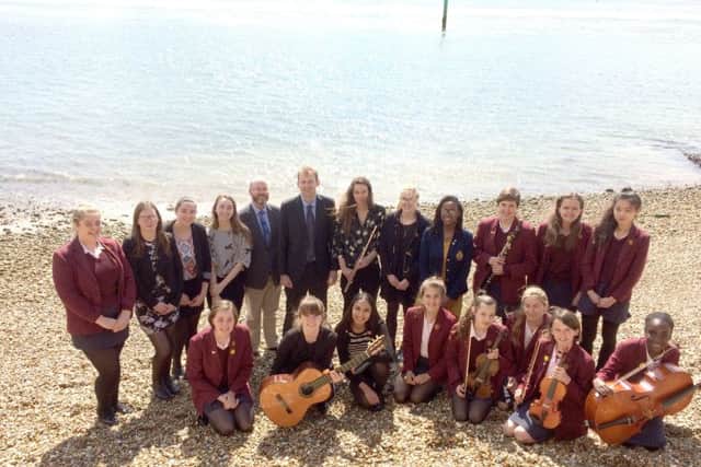 Portsmouth High School musicians take a break from the leavers concert
