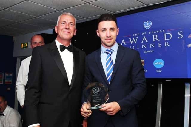 Enda Stevens picks up his award. Picture: Joe Pepler