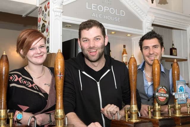 The new team at The Leopold, Jade Morris with manager Samuel Osborne and area manager Ivars Galins   Picture: Keith Woodland (170537-010)