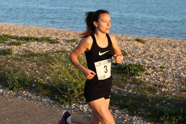 Karen Andrews on her way to victory. Picture: David Brawn