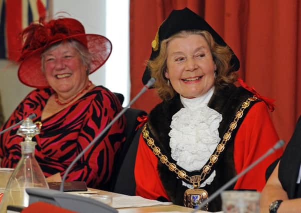 Outgoing mayor Cllr Faith Ponsonby (left) with the new Mayor of Havant, Cllr Elaine Shimbart  Picture: Malcolm Wells (170510-7320)