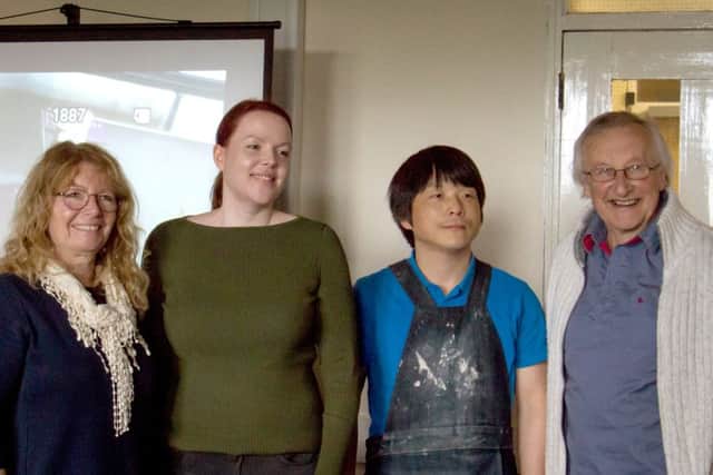 Jin Eui Kim, second right, and inset, with Brenda Potter, Debbie Page and Zyg Kruk