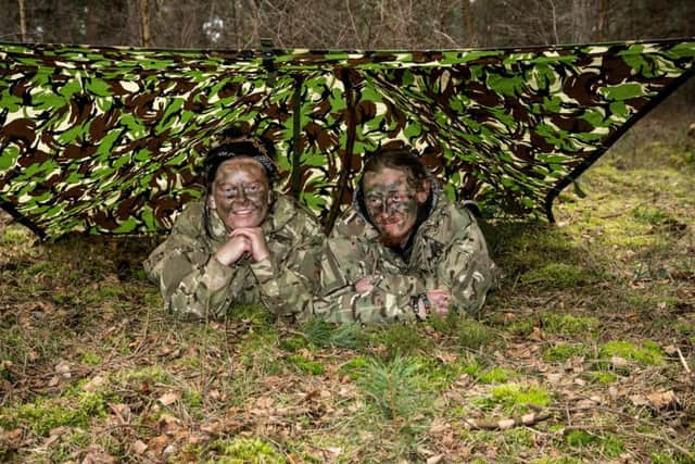 Jasmine Stanley and fellow candidate under Army canopy at Longmoor Camp