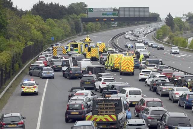 The crash between Cosham and Farlington that closed the A27 on April 30.
Picture: Neil Marshall