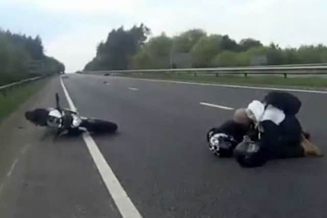 The aftermath of the crash which left two people with life-changing injuries. PHOTO: Dorset Police/BNPS