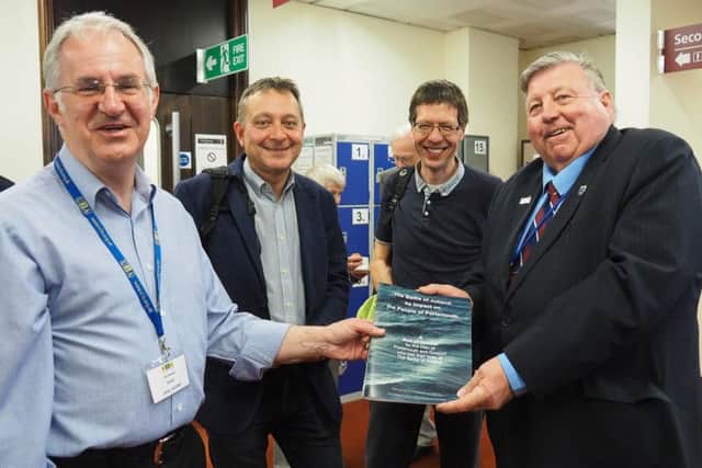 Steve Doe, from Portsdown U3As local history group, Prof Brad Beaven and senior lecturer Rob James from the University of Portsmouth, with Councillor Frank Jonas.